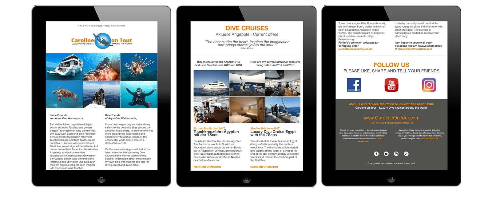Caroline on Tour – Corporate Design · Webdesign (Bild 3/4)