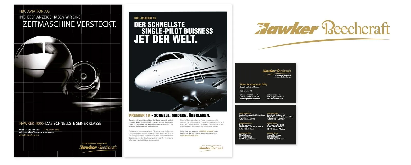 Hawker Beechcraft Aviation AG – Corporate Design · Geschäftsausstattung · Print · Webdesign (Bild 1/6)