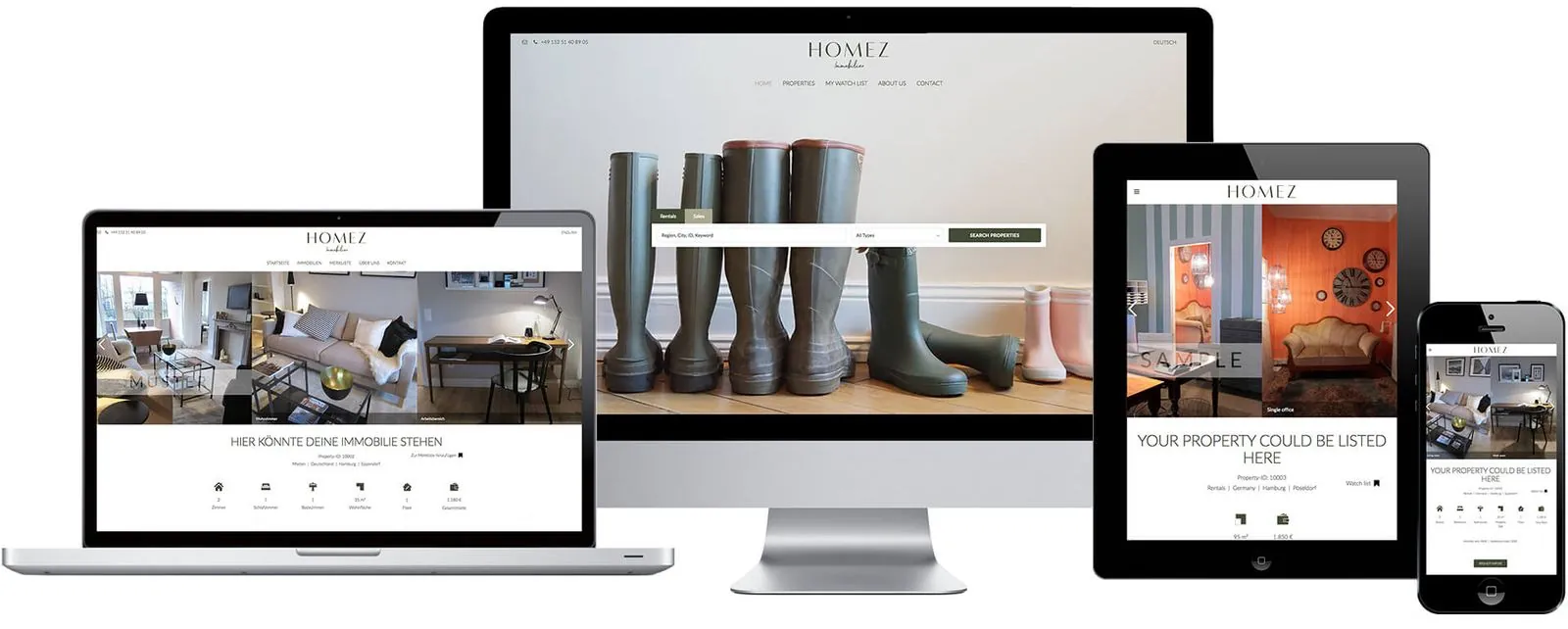 Homez Immobilien – Corporate Design · Geschäftsausstattung · Webdesign (Bild 1/3)