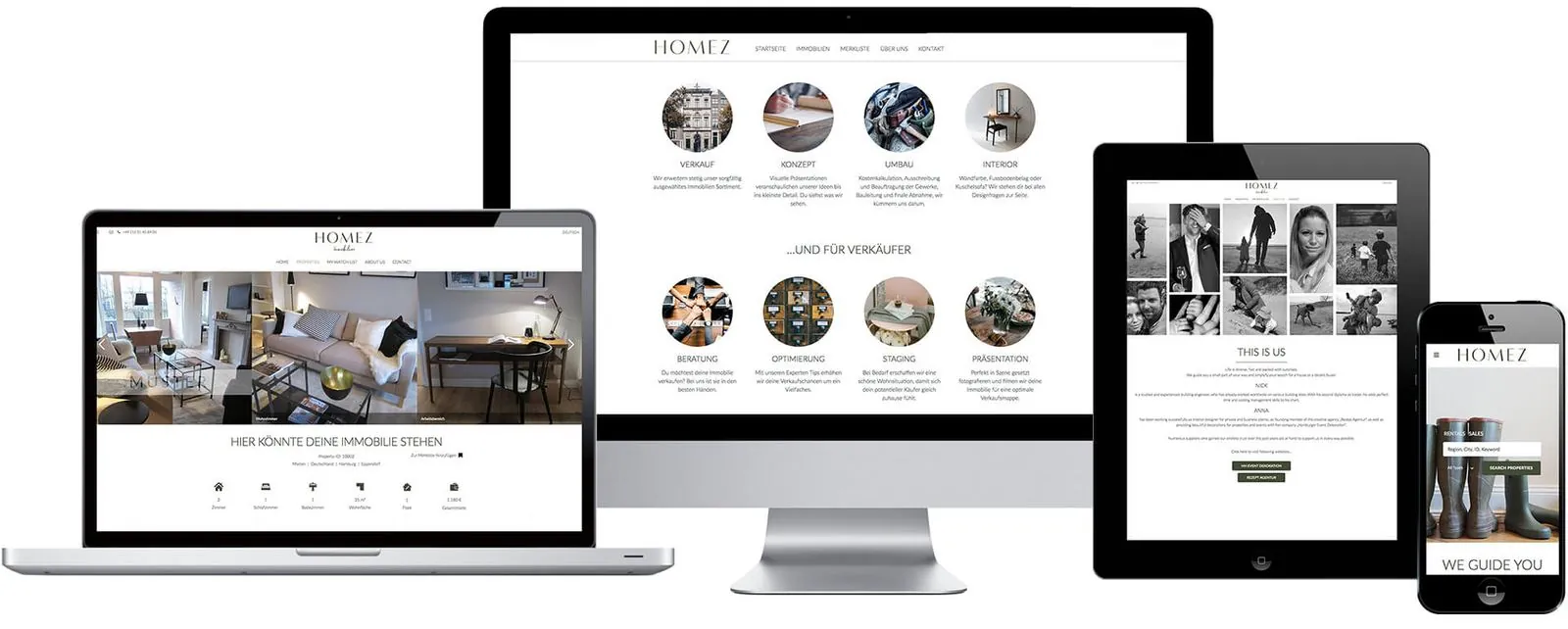 Homez Immobilien – Corporate Design · Geschäftsausstattung · Webdesign (Bild 2/3)