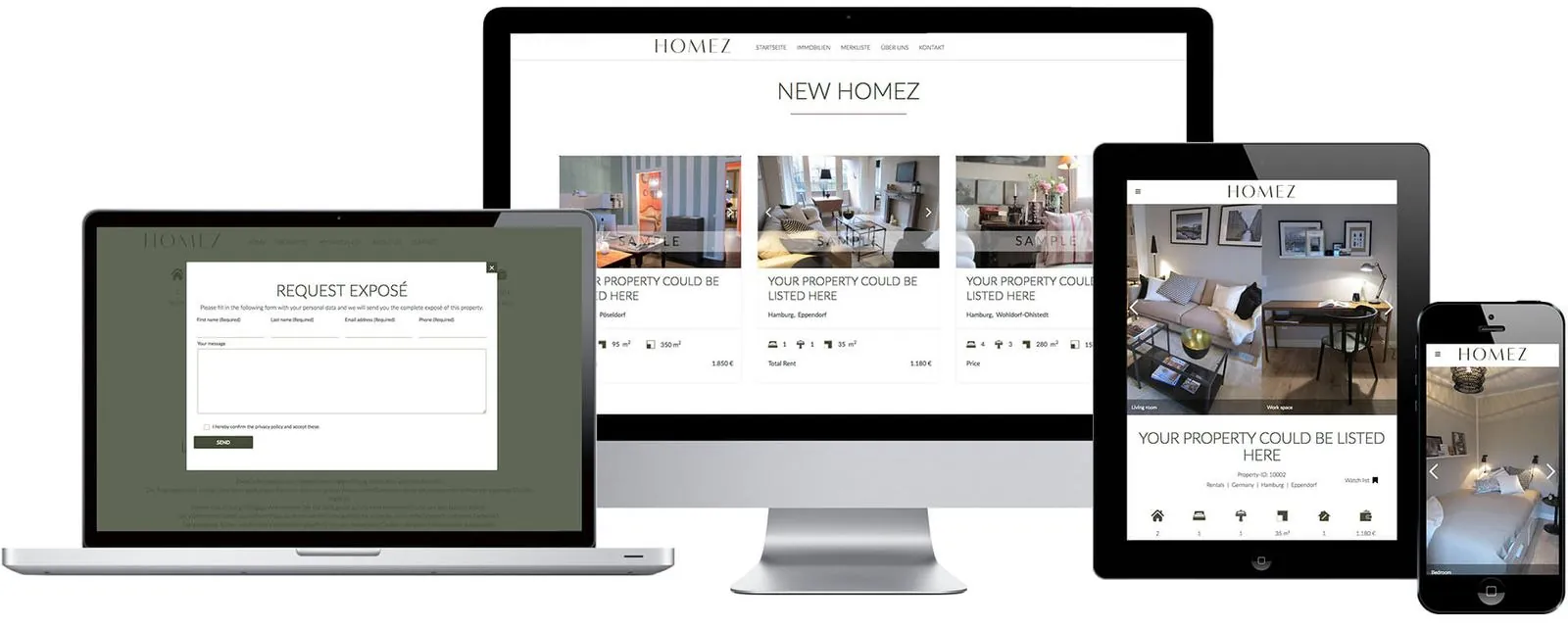 Homez Immobilien – Corporate Design · Geschäftsausstattung · Webdesign (Bild 3/3)