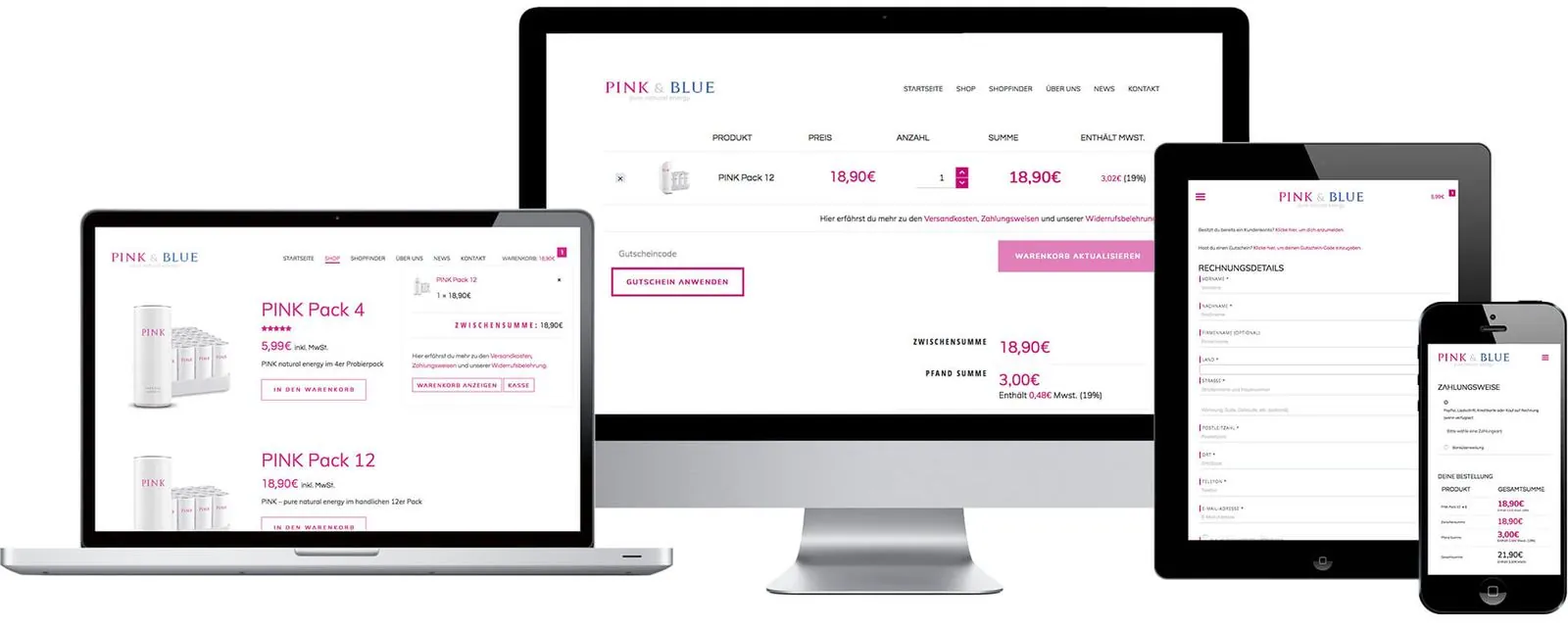 Pink & Blue – Web design · Online shop (image 2/4)