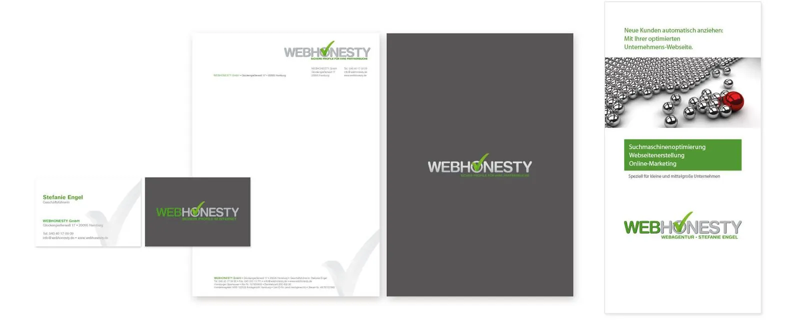 Webhonesty – Corporate design · Stationery · Print · Web design (image 2/3)